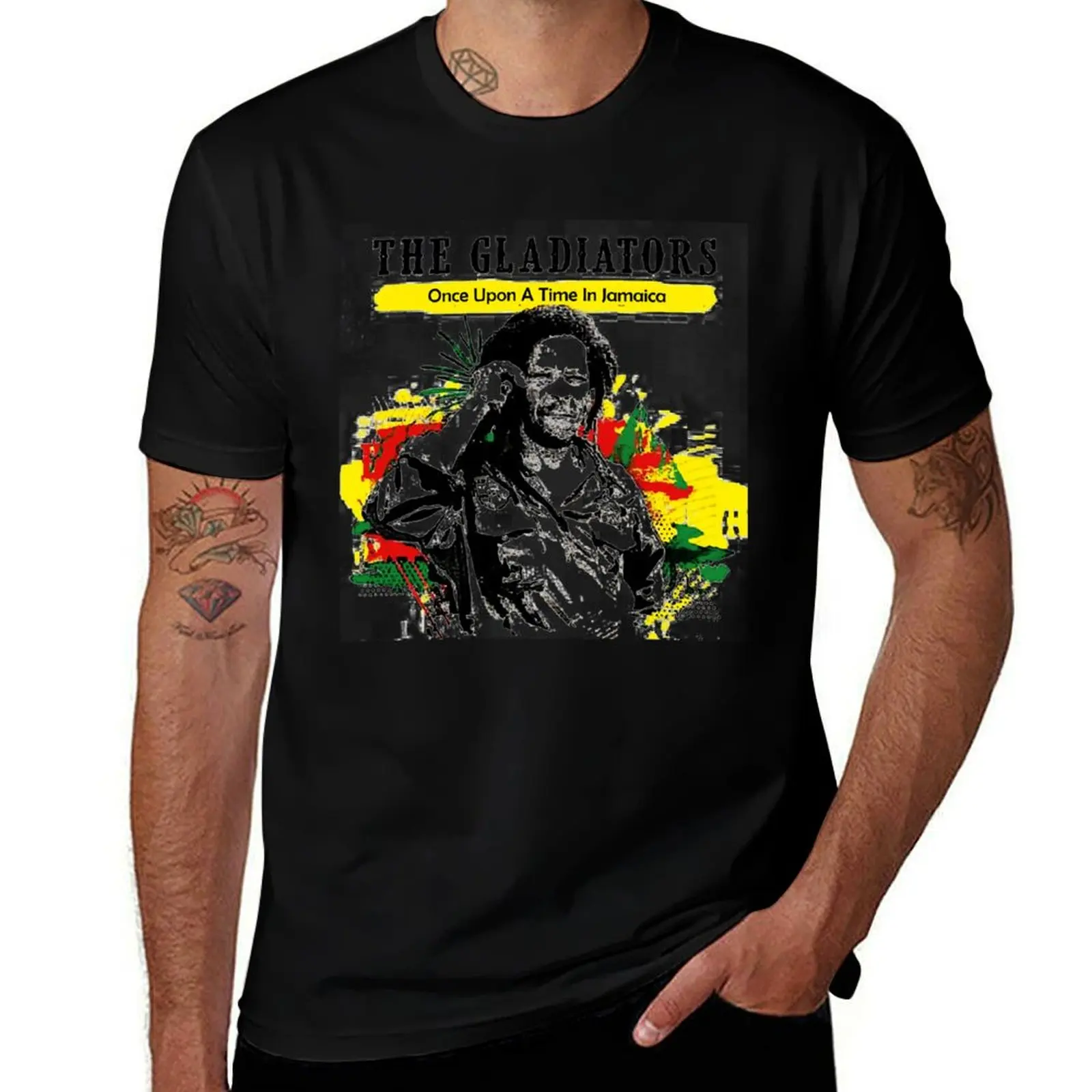 

Футболка Gladiators с корнями регги Essential, мужская футболка, футболка с рисунком, винтажные облегающие футболки для мужчин