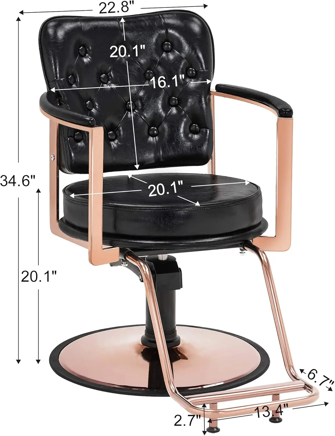 Salon Chair for Hair Stylist,Vintage Salon Chair Hydraulic Beauty Spa Styling Equipment 3076(Black)