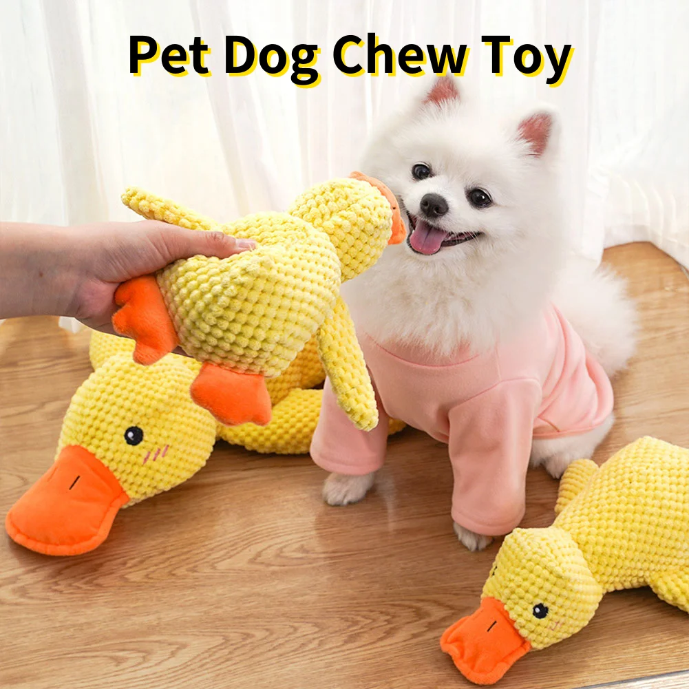 Pet Plush Toy Dog Calming Duck Stuffed Duck Toys Resistant Grinding Teeth Cleaning Chew Pillow Toy Squeaky Puppy Supplies