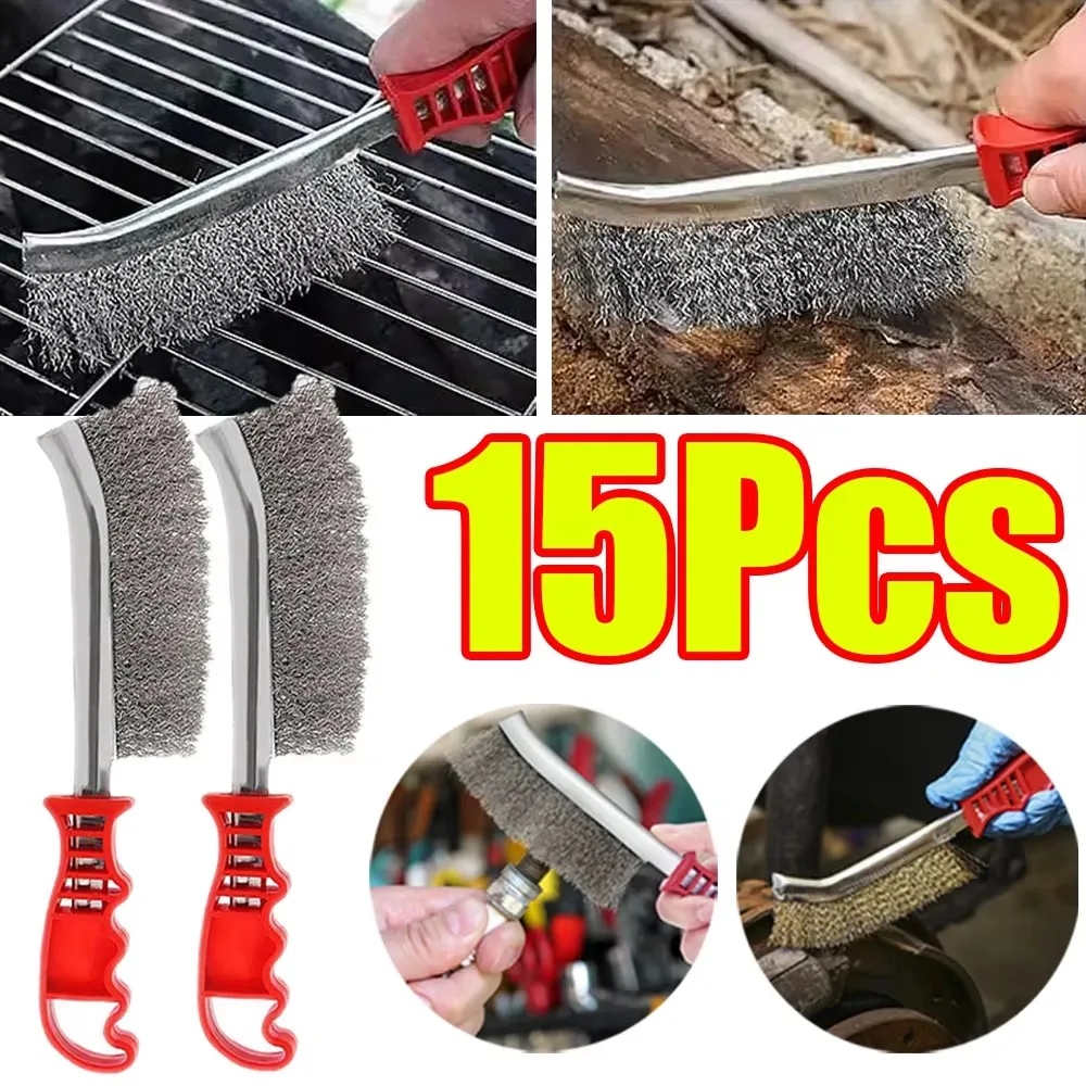 1-15 Stück Edelstahl-Drahtbürste/Holz-Metall-Grillbürste Spezialplatte Rostentfernung Rollbürste Polierbürste Grillreinigungsbürste