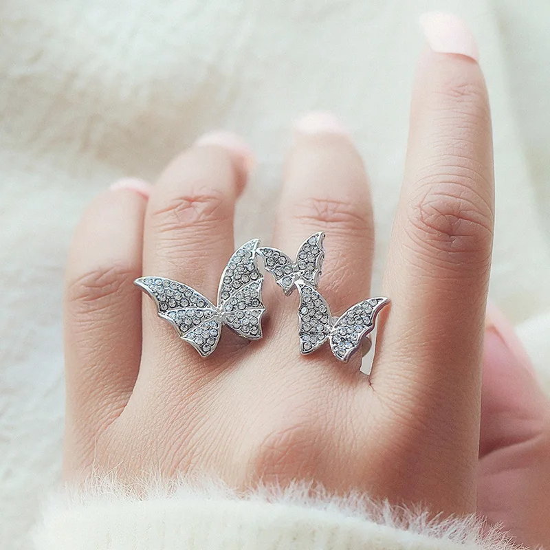 طقم خاتم مفتوح للنساء ، مجوهرات بسيطة ، نجمة ، قمر ، فراشة ، ثعبان ، فيروز ، خمر ، كريستال مجوف ، زركون ، لؤلؤ ، حفلة