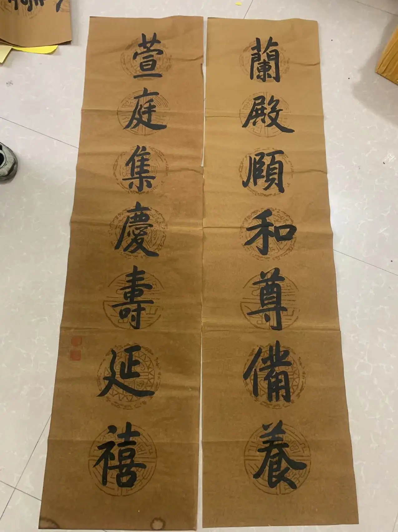 Antique Hand-painted Chinese Calligraphy door couplets,Qian LongHome Decoration,best collection & adorn