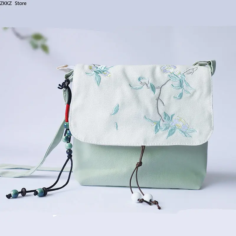 Nowy chiński styl starożytny płótno torba dla Hanfu Decor Crossbody kobiet tornister nastolatki Bookbag kobiety dziewczyna