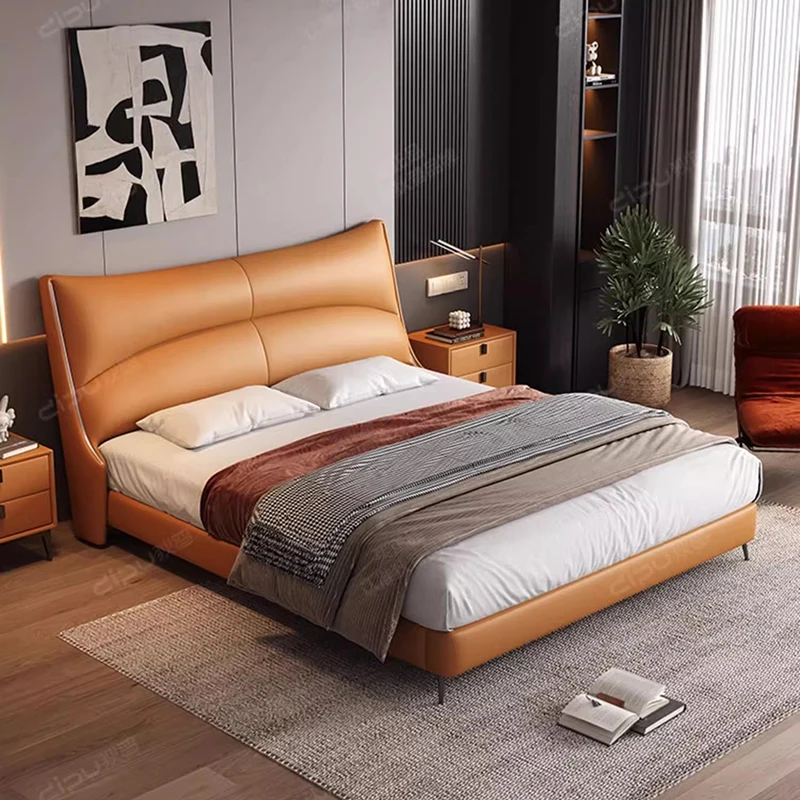 

Multifunctional Double Bed Frame King Size Minimalist Modern Bed Luxury Headboard Cama De Lujo Para Dormitorio Home Decoration