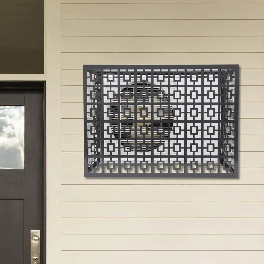 エアコンフェンス 43.31×31.5インチ 高さ4パネル アルミ合金製プライバシースクリーン 屋外プール設備囲い（O用）