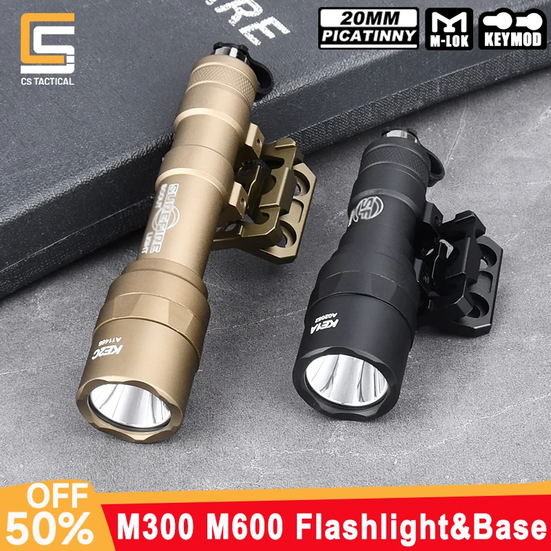 

WADSN Airsoft Surefir M300C SF M600U Scout Flashlight White LED Light Metal Keymod M-LOK Base Fit 20mm Rail Hunting Accessories