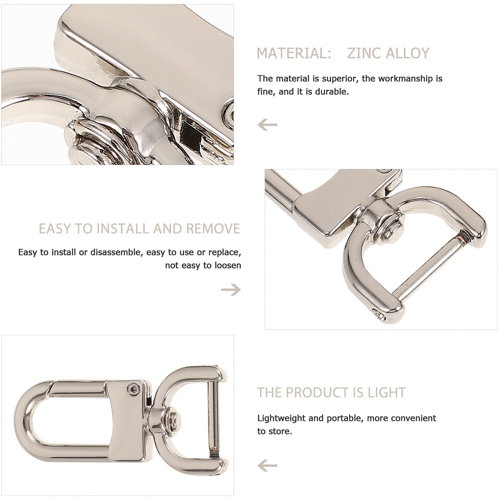 4 قطعة حزام حقيبة مشبك معدني الأمتعة حقيبة مقبض استبدال دائم الكلب مشبك لحقيبة يد حزام قطري صيانة الحرفية #3