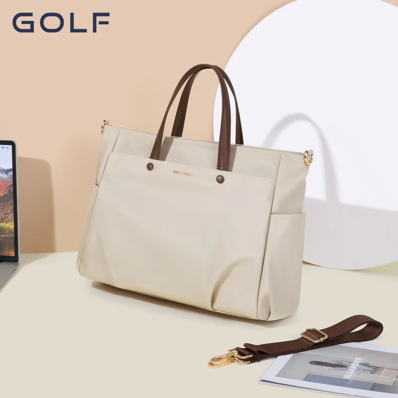 GOLF Handbag Women Laptop Shoulder Bag 14 15 Inch Notebook Solid Hand Bag Ladies Work Nylon Waterproof Office Briefcases Black