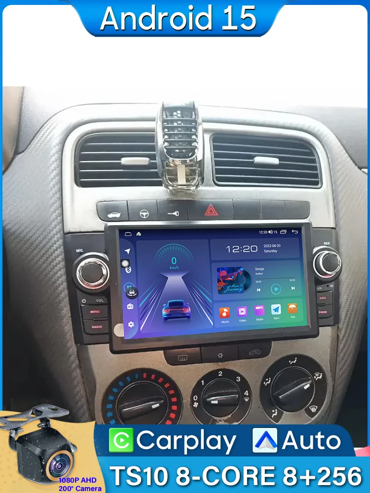 Per Fiat Grande Punto Linea 2007-2012 Autoradio di Navigazione GPS Android Auto Stereo Display Dello Schermo Video Carplay Video 2K No 2din