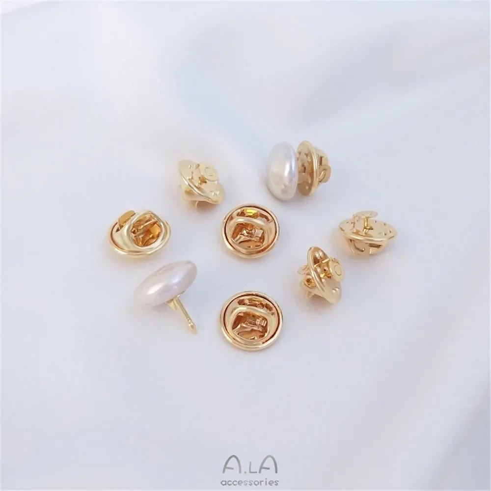 Hebilla de uñas de perlas de oro de 14K, hebilla de cuello, cárdigan, chal, broche pequeño, pin de cuello, manual, material de aguja de bayoneta DIY