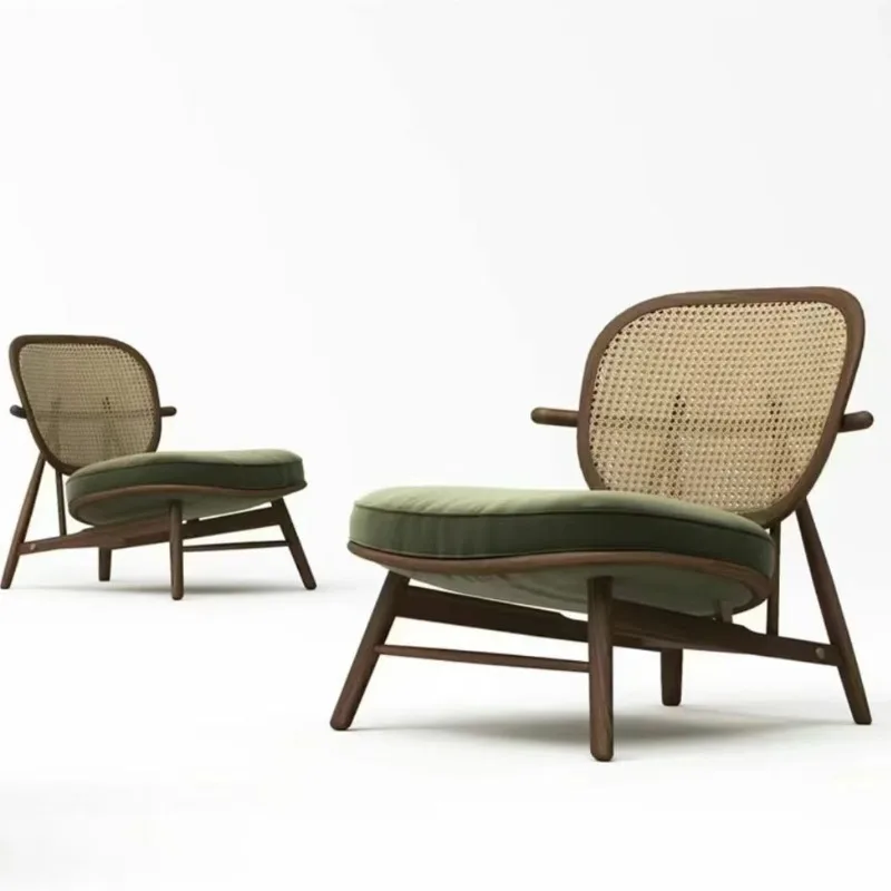 

Solid wood rattan sofa chair antique single living room hotel leisure chair