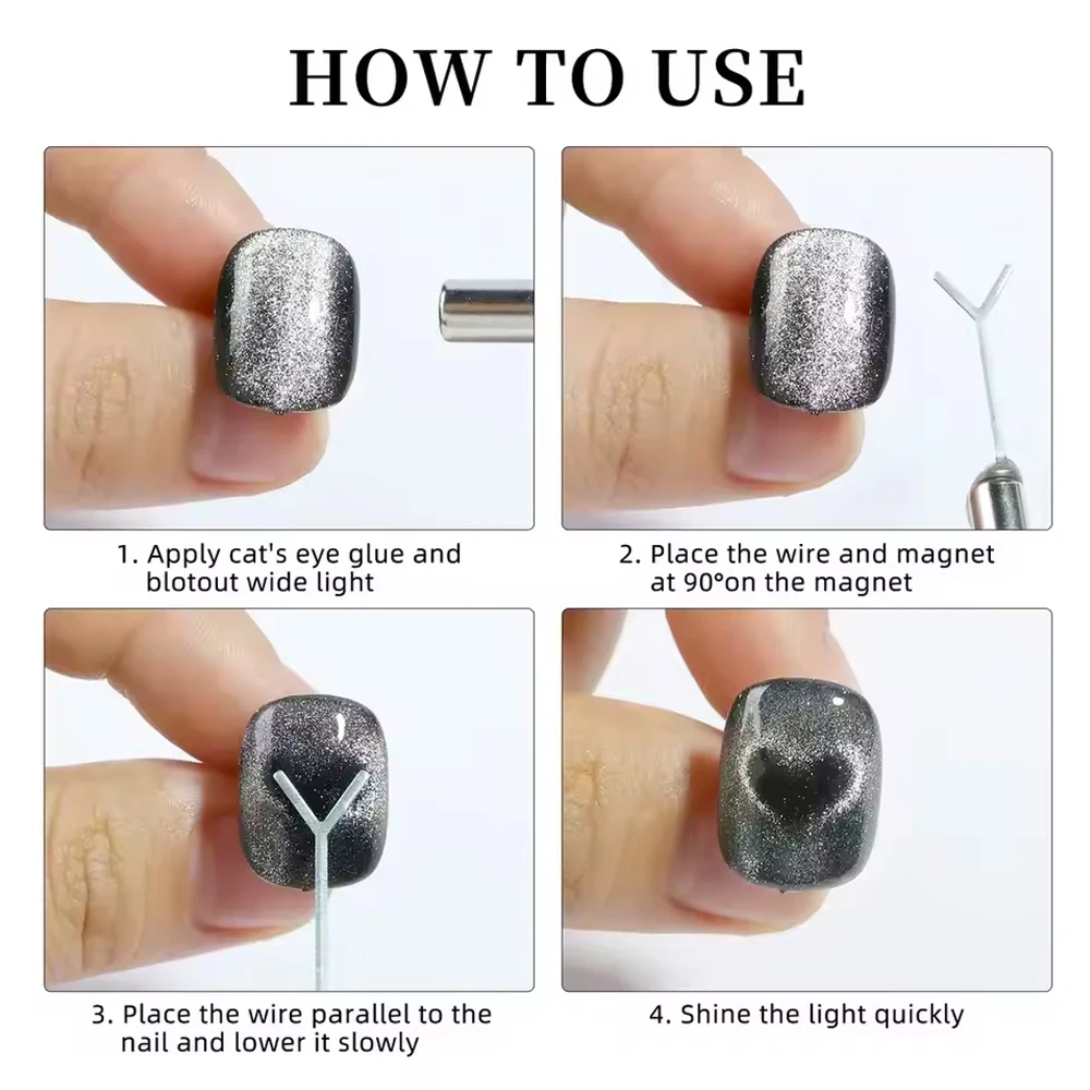 2/4/5 قطعة الأشكال القلب تأثير Y-شكل المغناطيسي أداة مساعدة تمتص القط العين الحب القلب مباراة مع مسمار المغناطيس جيل للأظافر أدوات صغيرة