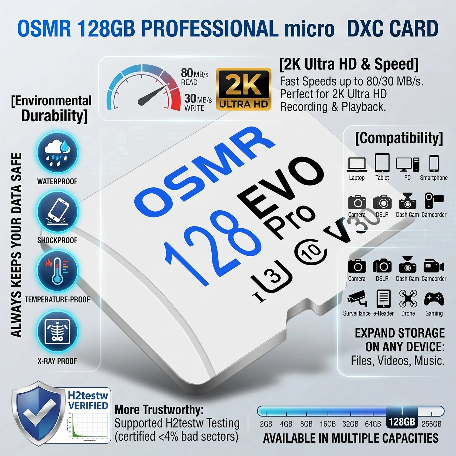 

Micro TF Card High Speed SD Memory Card 2GB 4GB 8GB 16GB 32GB 64GB128GB 64GB 256GB Micro U3 V30 TF Flash Card for Phone Camera