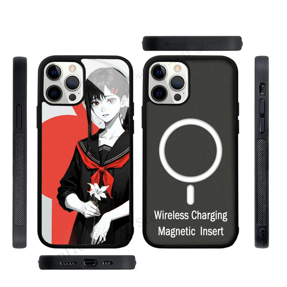 Чехол для телефона с изображением аниме «Человек с бензопилой» Higashiyama Kobeni, сильный магнитный чехол для iPhone 15, 14, 13, Pro Max 11, 12, Mini Alex Mirror для Magsafe
