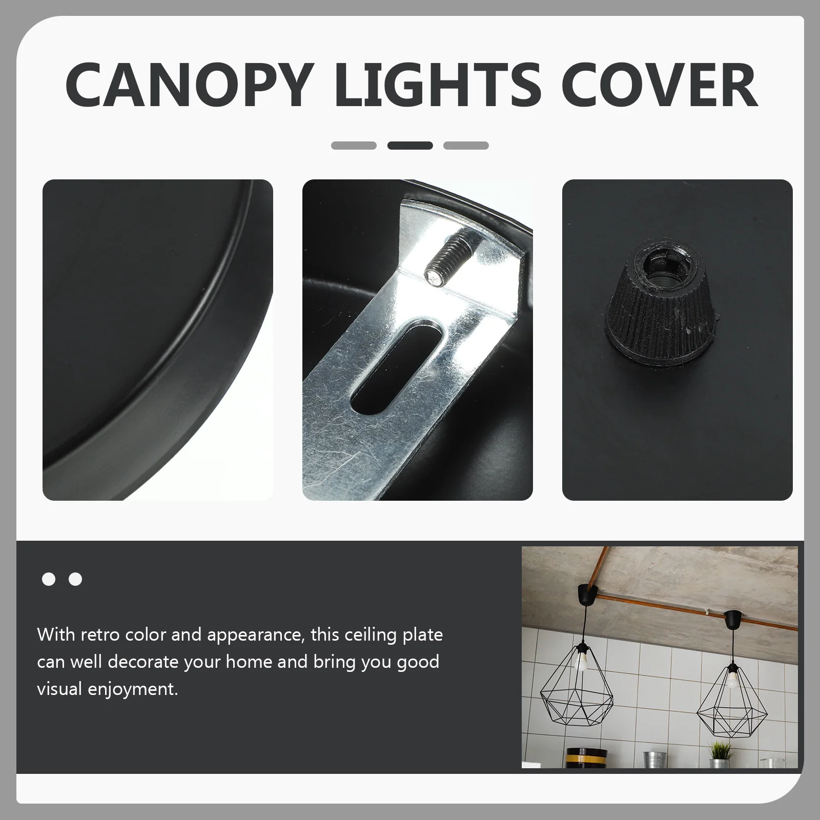 

Round 15cm Ceiling Canopy Plate Ceiling Canopy Black Single Hole Cover Replacement Retro Style Chandelier Disc