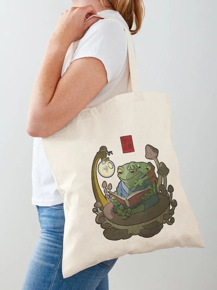 

A Frog and His Son Storytime Tote Bag canvas tote Women's shopping bag Handbags personalized tote bag