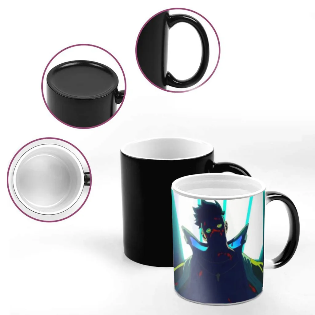 Anime C_Cyberpunks Cool E-Edgerunners Color Changing Coffee Mug Ceramic Water Cup Heat Sensitive Coffee Cups Drinkware