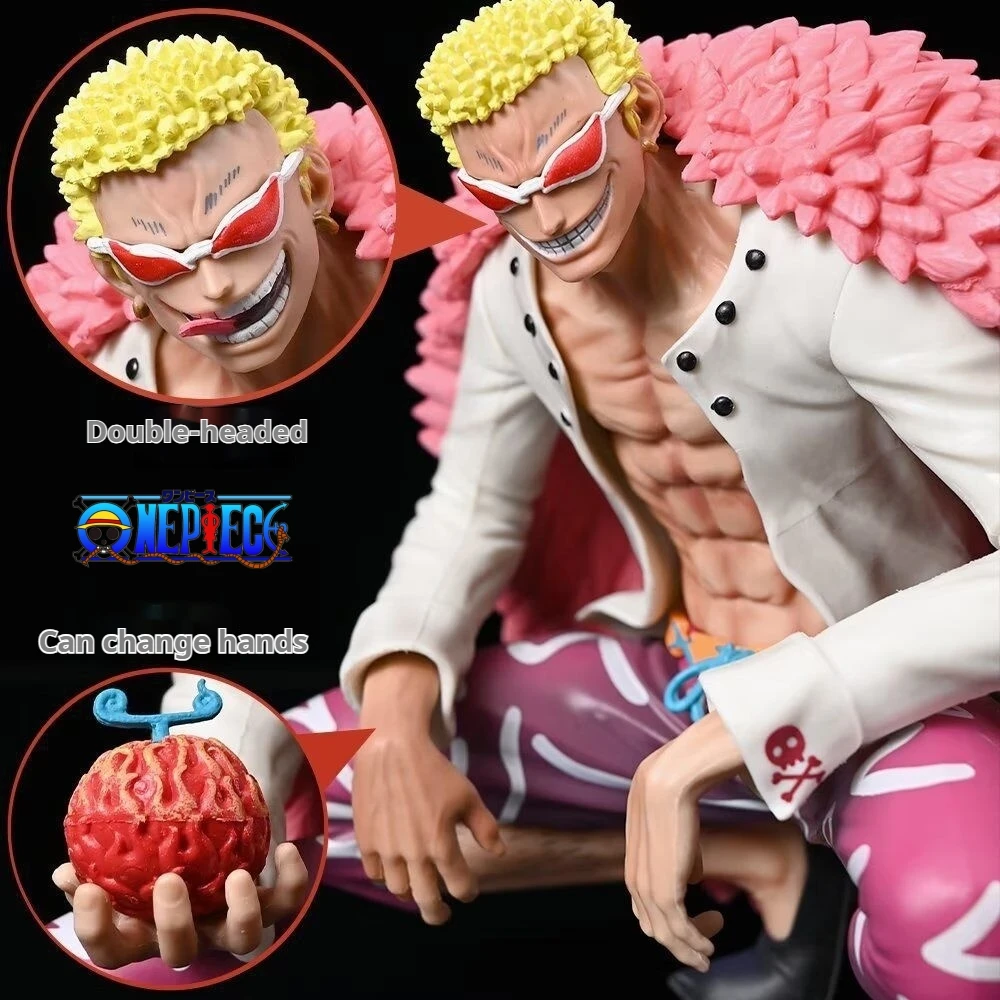 

16cm Anime One Piece Figures GK Donquixote Doflamingo Action Figures Interchangeable Header Hands PVC Model Collection Doll Toys
