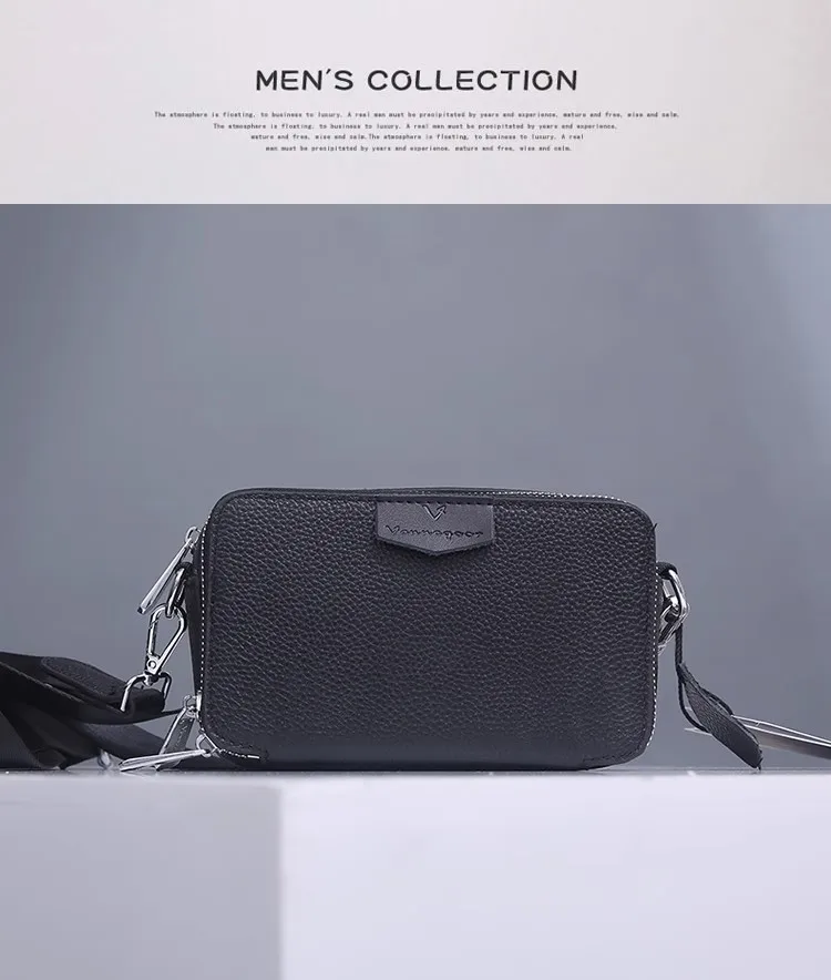 

New Men's Cowhide Small Crossbody Bag - Casual Genuine Leather Sports Style Top-Grain Leather Functional Phone Bag