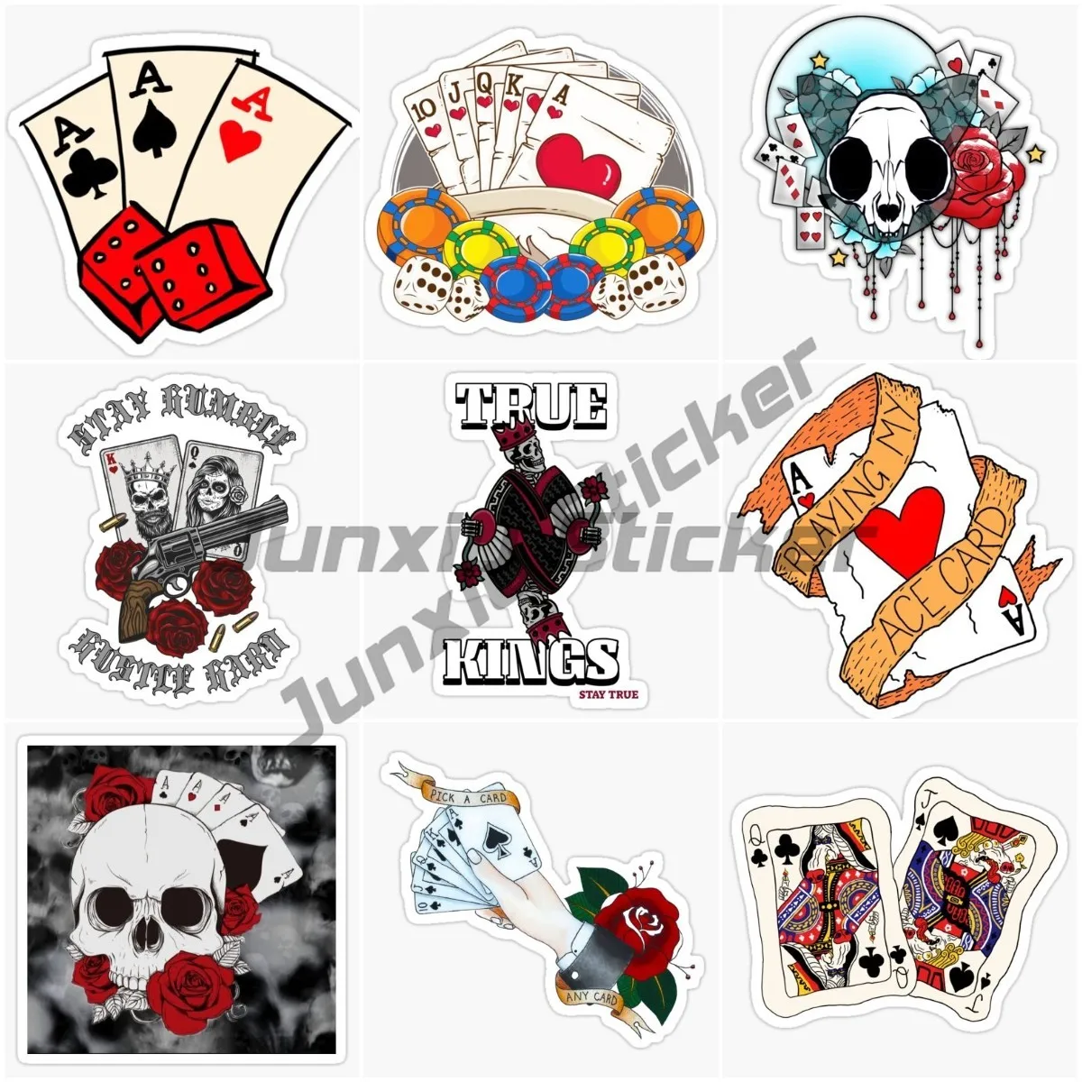 

Poker Solitaire Ace Creative Stickers Motorcycle Vinyl Self-adhesive Window Truck Car Off-road Table Wall Bicycle Helmet Decal
