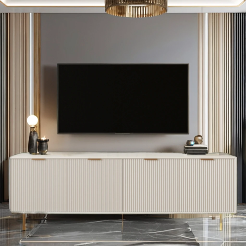 Modern Wooden Panel TV Stand with Large Storage for Living Room and Dining Area Luxury Design