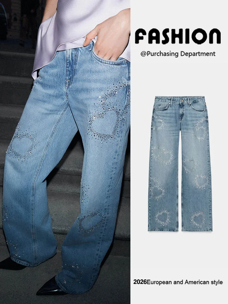 

Spring New Arrival Women's Fashionable Straight Leg Slimming Low Waist Wide Leg Jeans Versatile Elegant 2026 ZA2026