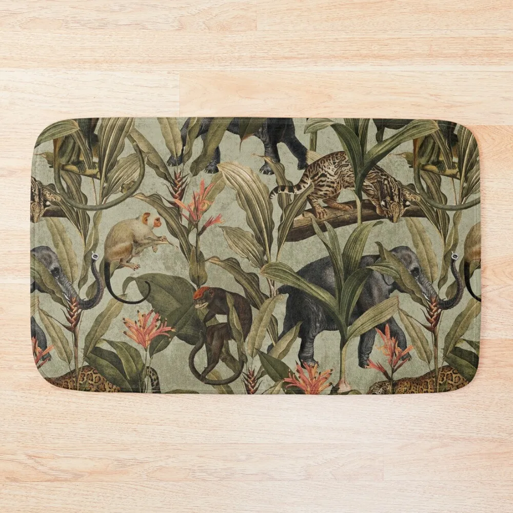 

Vintage Tropical Jungle Botanical Garden Pattern Nightgarden Bath Mat External Entrance Doormat Non-Slip Shower Mat