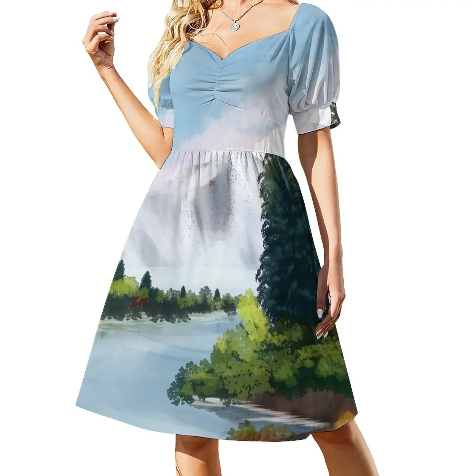 Mountain Lakescape Sleeveless Dress elegant women's dresses sale Party dresses Dress