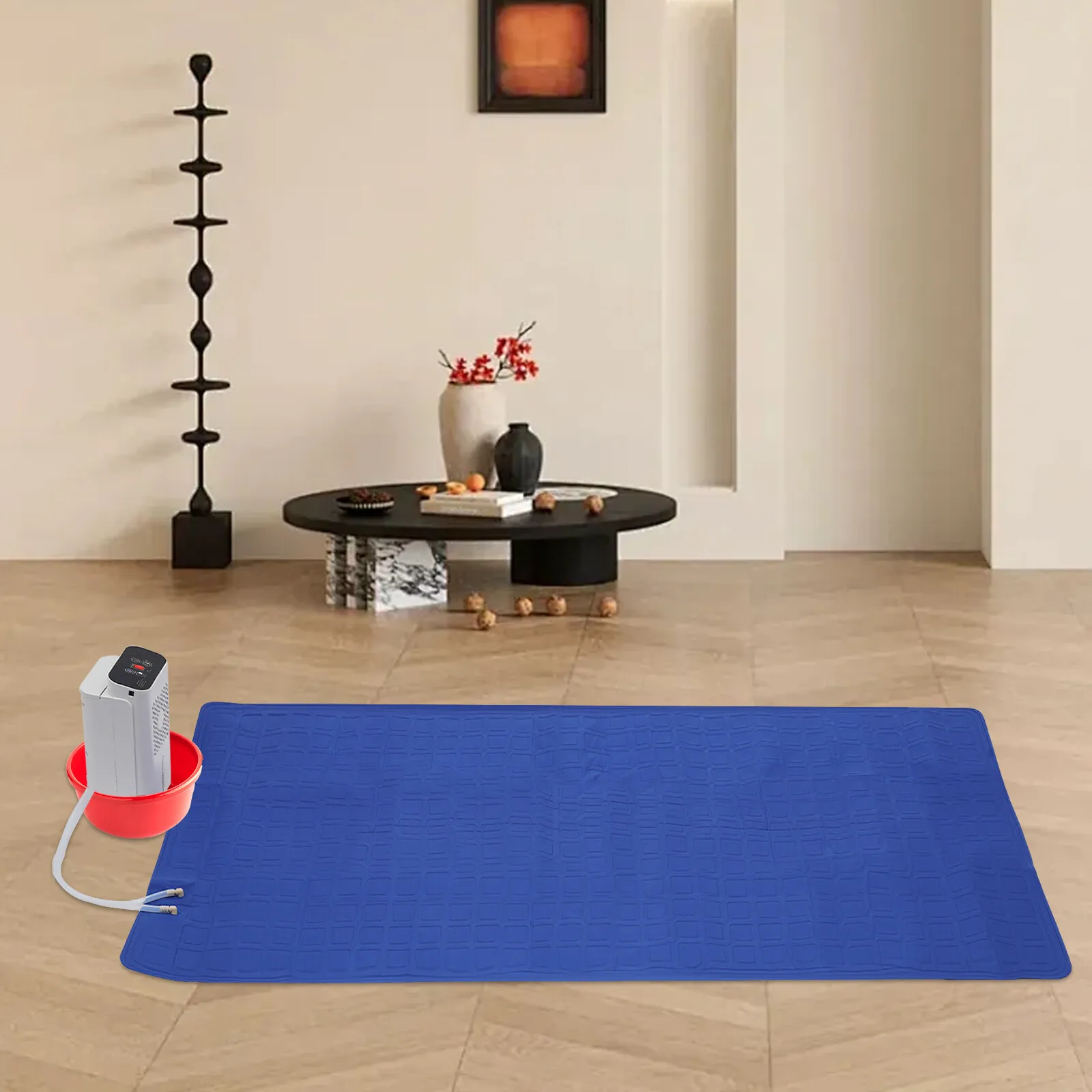 4.5L 6W Bed Cooling System Water Bed Cooler Water Cooling Mattress Pad 160*70cm with Visible Water Level Snap-on Back Cover Long Water Pipe Student Dormitories, Nursing Homes, Hospital Wards