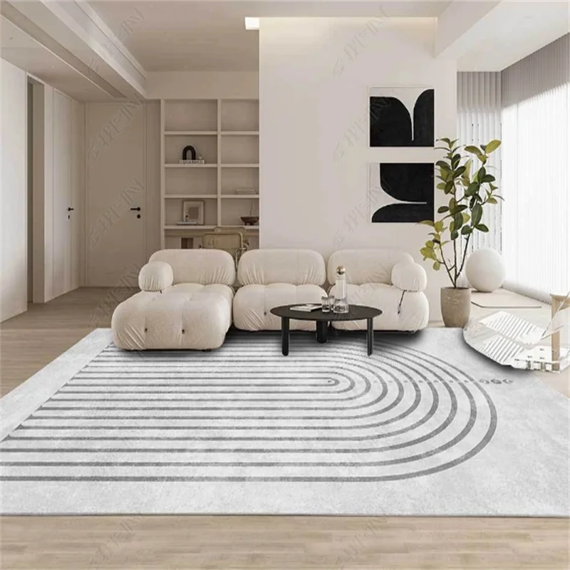 

Simple Line Living Room Decoration Carpet Home Lounge Bedside Soft Large Area Carpets Modern Balcony Porch Entry Non-slip Rug