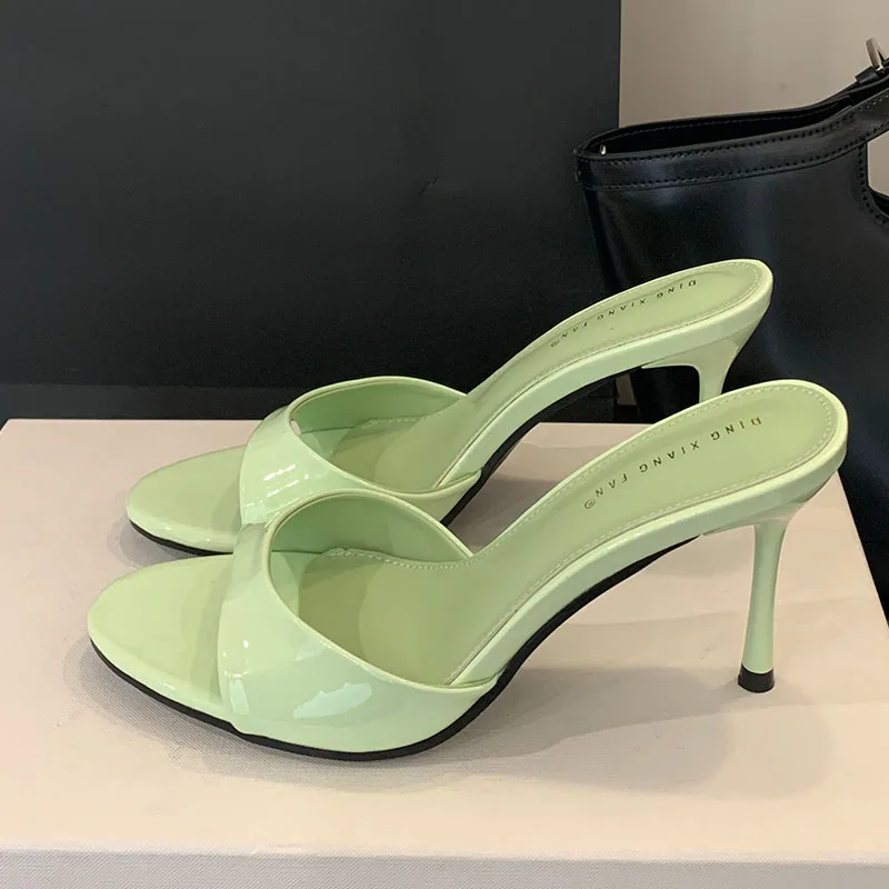 Luxury Female Slides Footwear Ladies High Heels Pumps Shoes New Fashion Round Toe Slip On Women Stiletto Heels Shoes