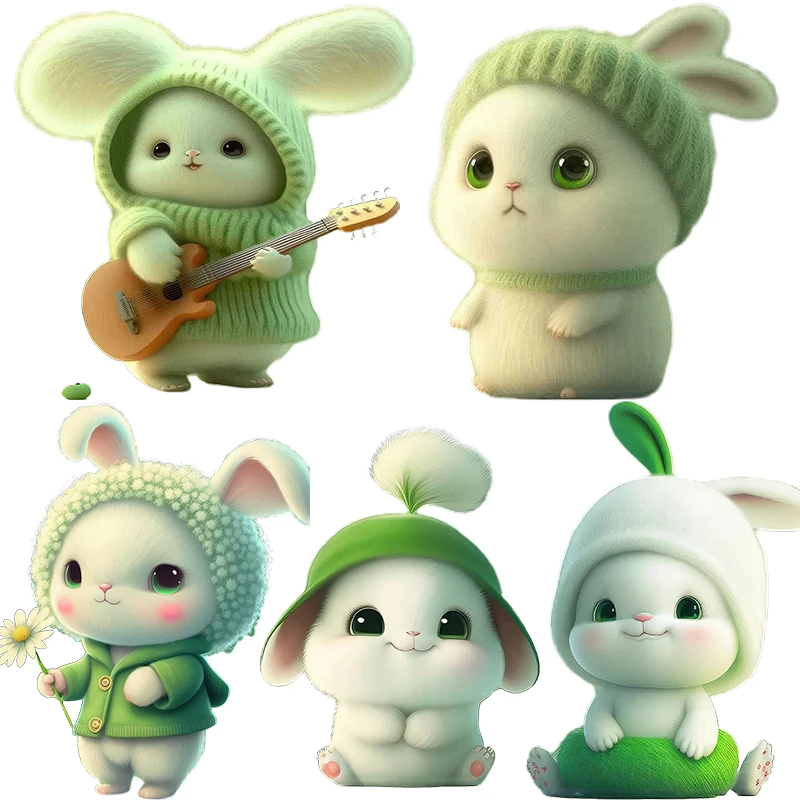 Three Ratels QHH15 Cute Light Green Rabbit Animal Cartoon Sticker for Children's Bedroom Decoration Waterproof Kitchen Bathroom