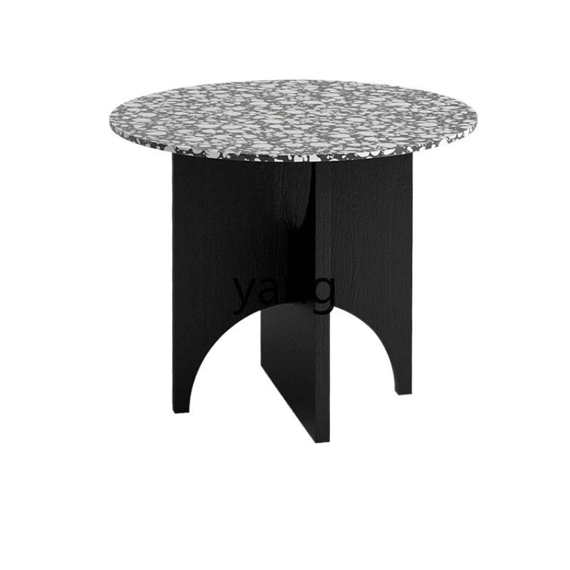 

ZL moon round table terrazzo table solid wood dining table small apartment simple to eat