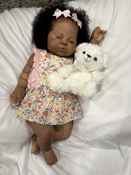 FBBD Customized Limited Supply 25inch Reborn Baby Pickle Dark Skin Painted Kit With Hand-Rooted Hair DIY Part With Cloth Body