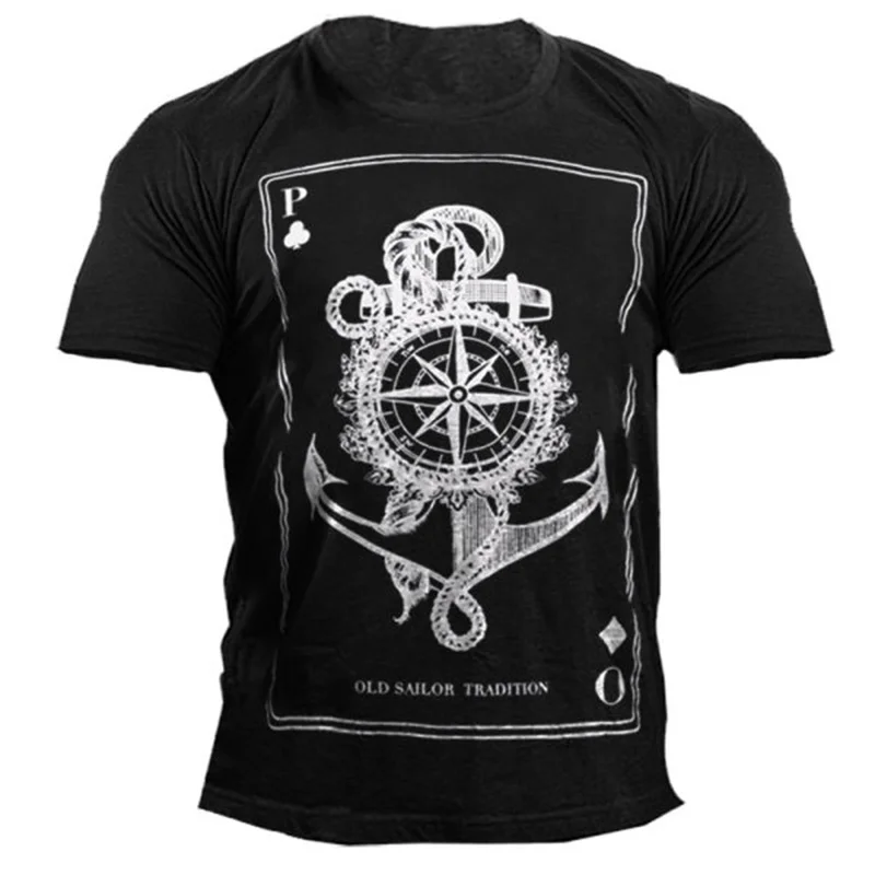 Nautical Anchor 3D Print T-shirt Oversize Men Women Vintage Short Sleeve Casual Tees Summer All-match O-neck Streetwear Unisex