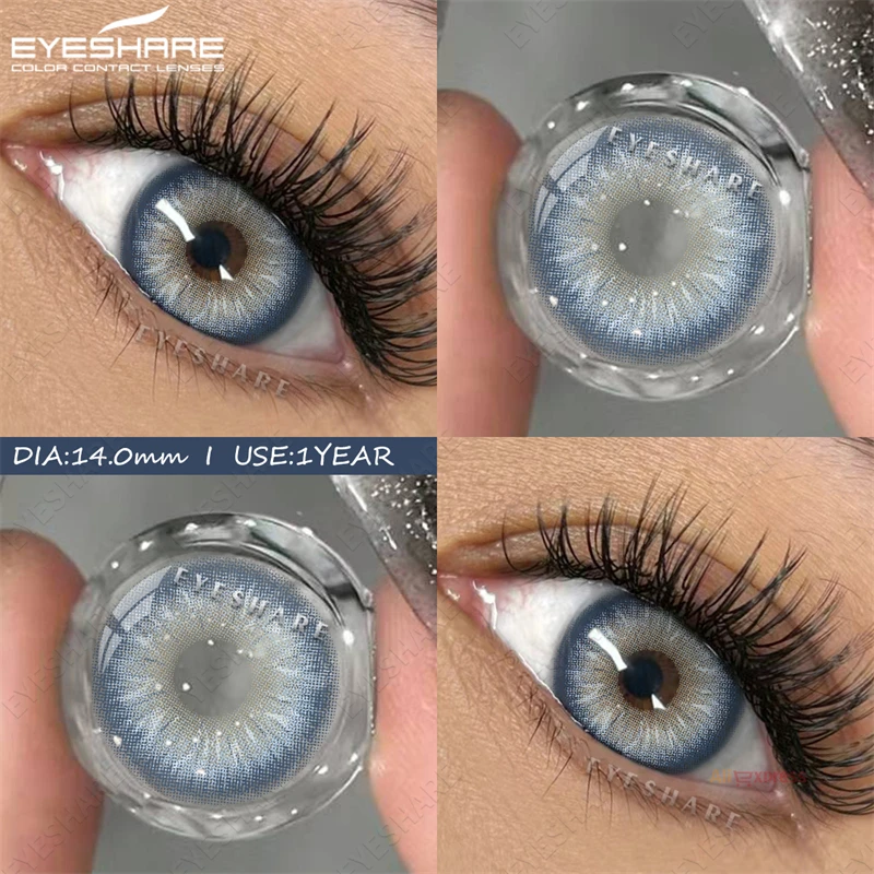 Eyeshare novas lentes de contato de cor natural 2 pçs maquiagem colorida olhos lente de contato azul beleza pupilas anual cosméticos lentes cinza