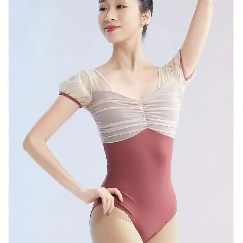 Tenue de danse de ballet à manches courtes pour femmes et filles, justaucorps de gymnastique, vêtements une pièce, examen d'art adulte