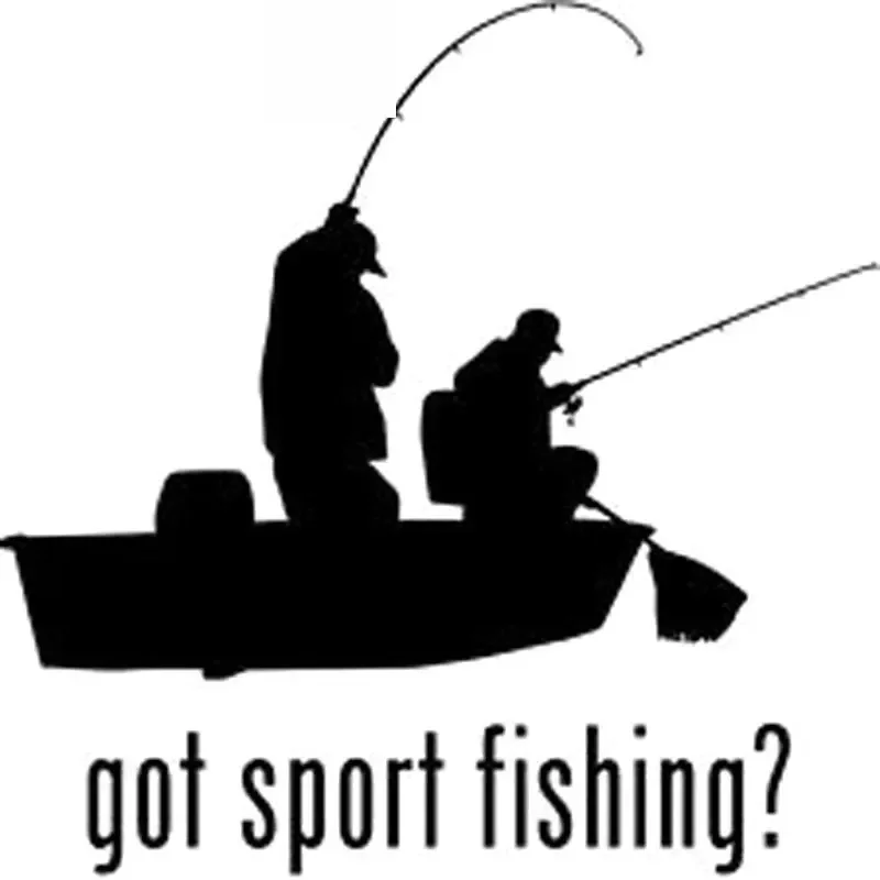 With Sporty Fishing Stickers, High-quality Car Window Decoration, Personalized Pvc Waterproof Decals, Black/white, 16cm*16cm