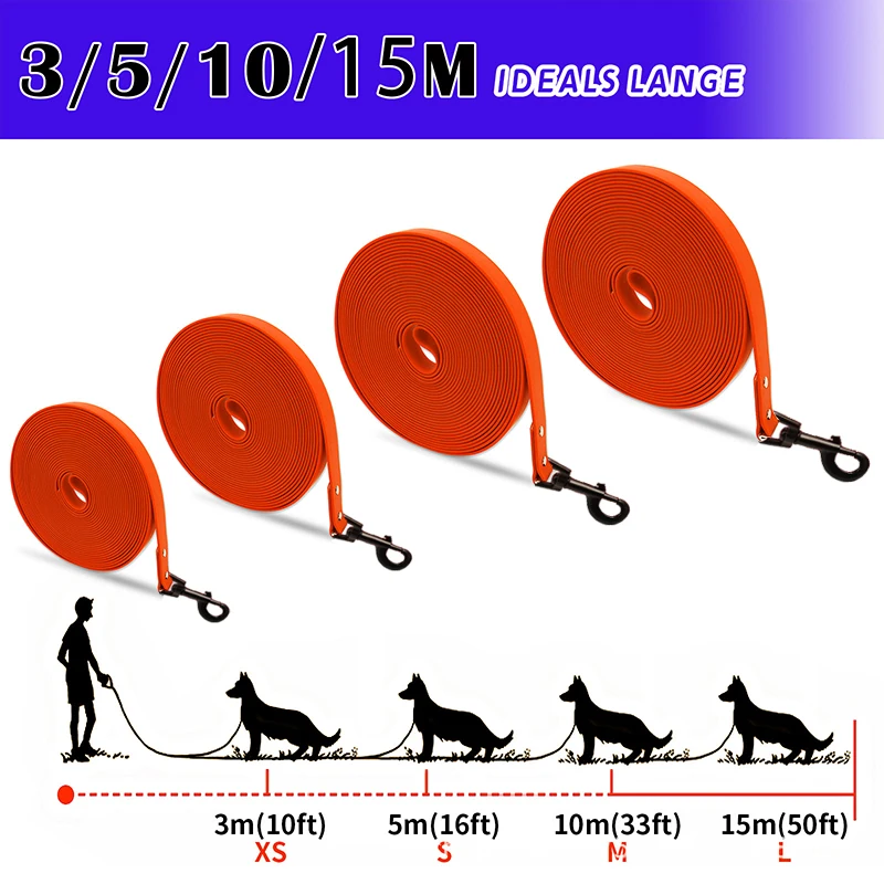 Dog Training Long Leash, Outdoor Leash 10/16.5/33/50 Feet Suitable for All Kinds of Pet Dogs, Easy to Care, Waterproof, Camping