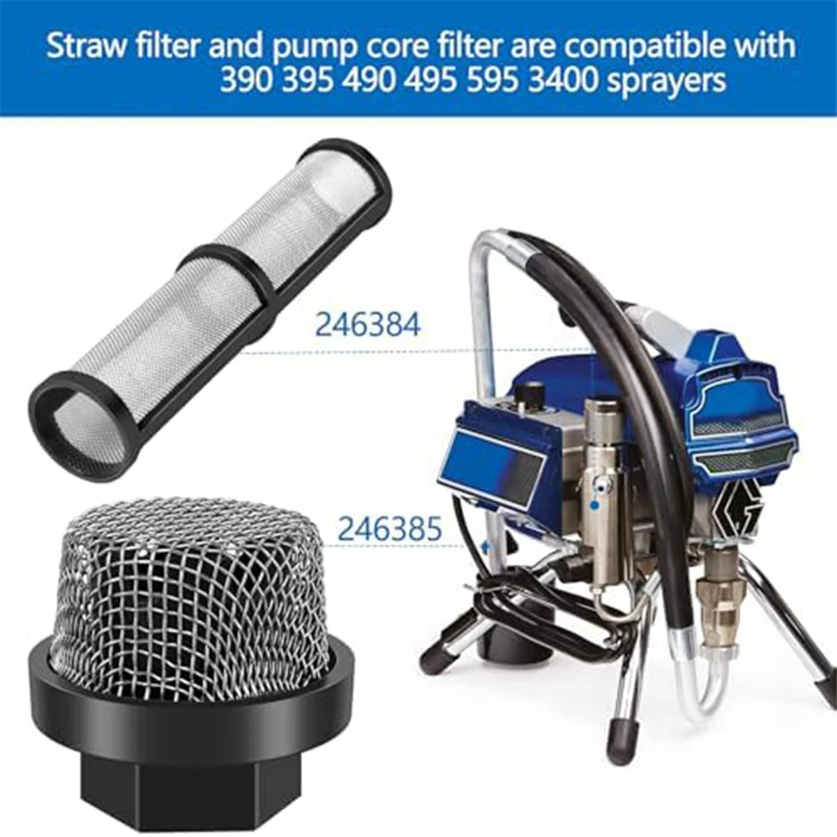 ABJY Airless Filter Kit,Compatible with 390 395 490,60 Premium Airless ToolFilter Screen for Airless Sprayers
