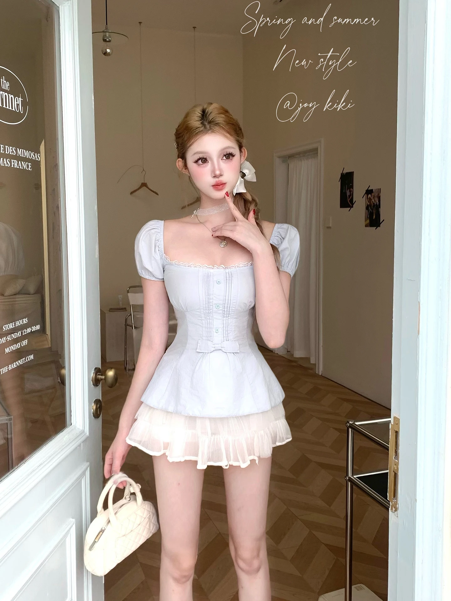 

Летний комплект JOY KIKI: хлопковое платье-сарафан с бантом, цвет ледяной синий, для молодых девушек