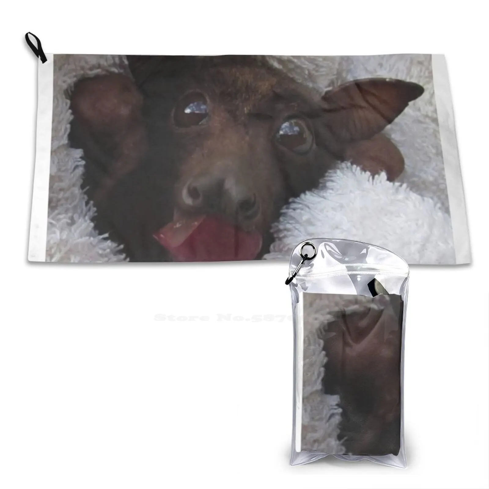 Batzilla-Cute Bat Washcloths Bathing Face Towel Batzilla Cute Flying Fox Charity Rescue Endangered Fluffy Fuzzy Brown Pink