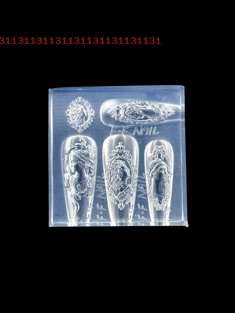 قالب شفاف ثلاثي الأبعاد لفن الأظافر، تصميم القوس DIY، إطار صورة الرمزية على الطراز الأوروبي، أداة سيليكون لتزيين المانيكير #6