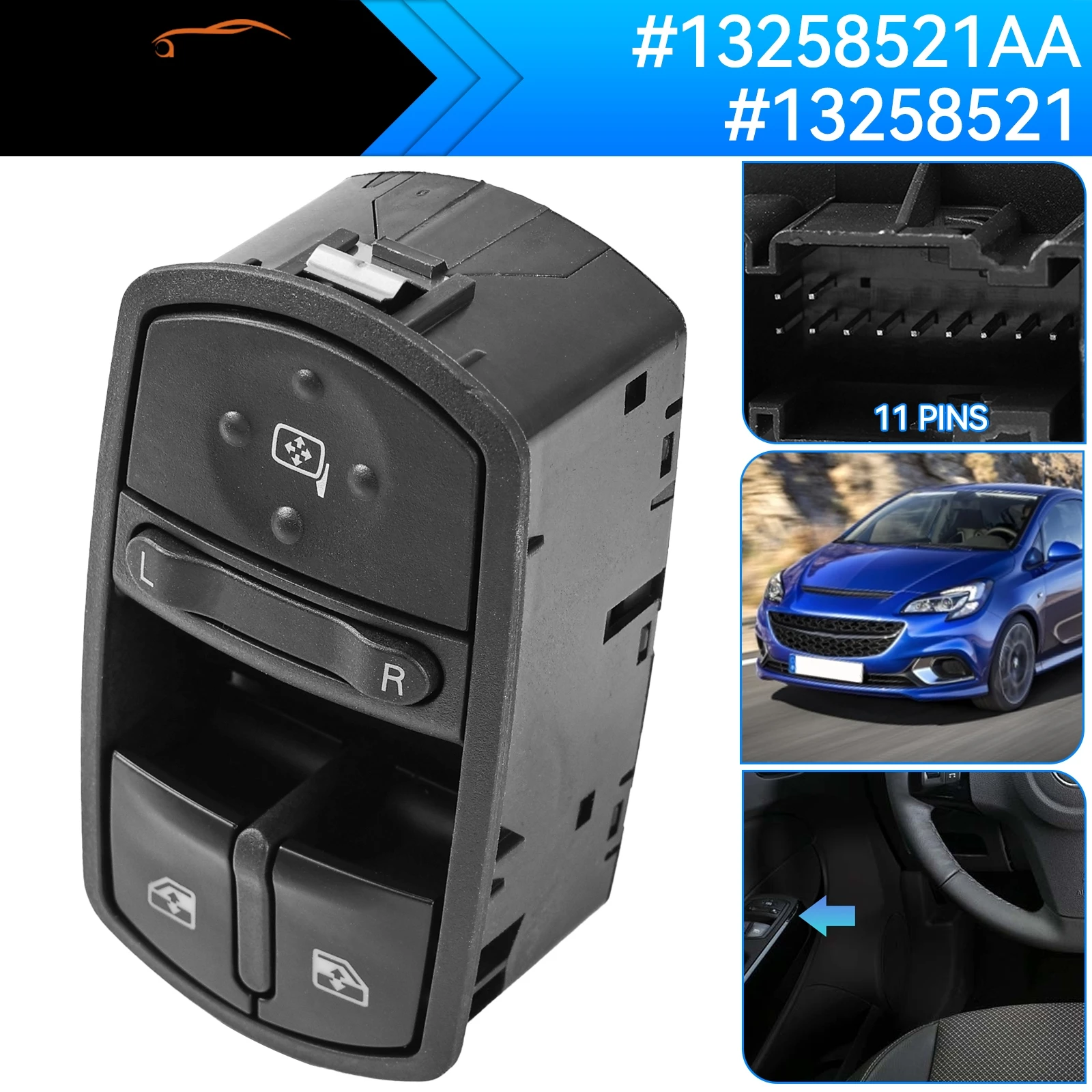 Front Driver Side Power Window Lift Mirror Switch Button For Opel Vauxhall Corsa D/E 2006 - 2014 #13258521 13258521AA 6240509