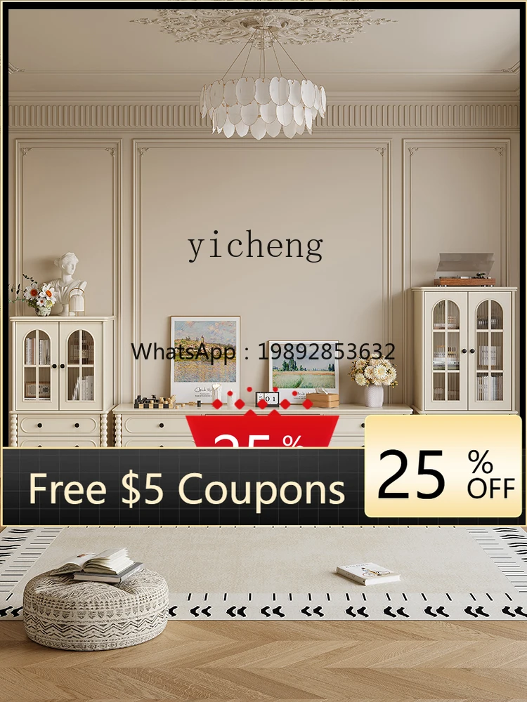 

AA Small apartment living room household American TV cabinet locker integrated French white solid wood TV cabinet