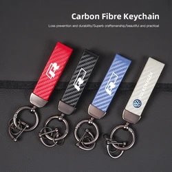 Leather Car Logo Key Chain Keyring Auto Interiors Accessories For Volkswagen VW RLine R Golf Amarok T5 GTI Teramont ID3 Tiguan