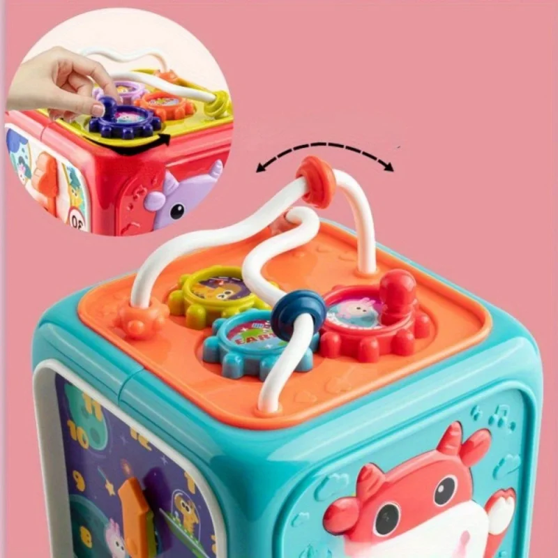 เด็ก 6 ใน 1 กิจกรรม Cube เด็กวัยหัดเดินของเล่นเพื่อการศึกษา Shape Sorter ของเล่นดนตรีลูกปัดเขาวงกตนับ Discovery ของเล่นสําหรับเด็กการเรียนรู้