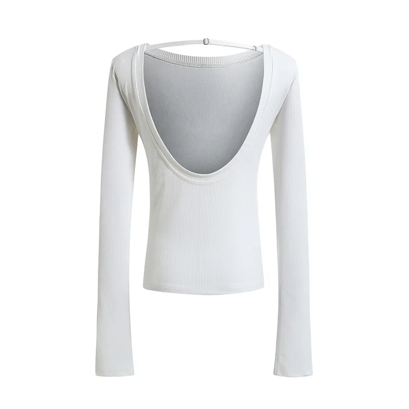 Women The One-strap Open Back Top Black White