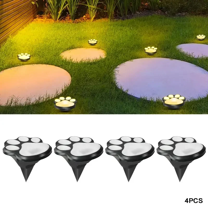 Solar Paw Print Lights, Outdoor Path Lights for Cats And Dogs, LED Street Lights, Yards, Gardens, Pathways, Lawns Solar Lights