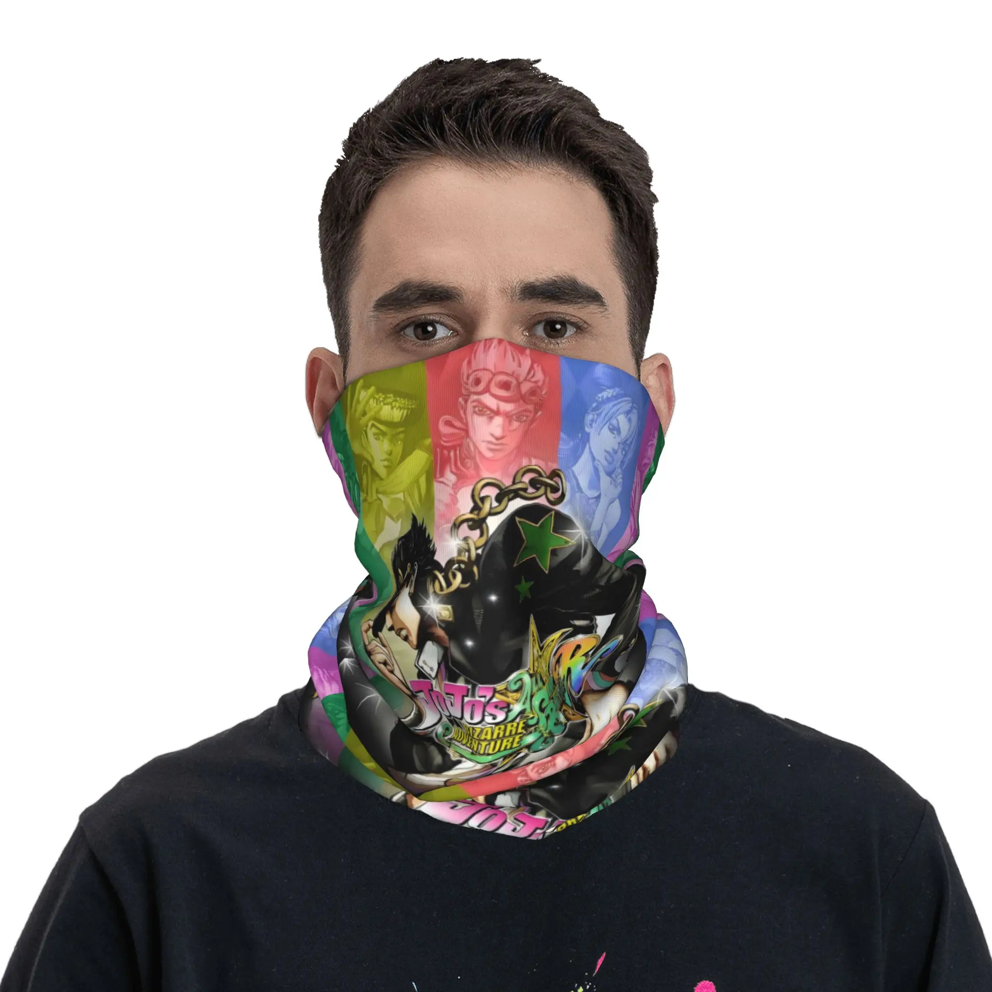 Japan Manga JoJos Bizarre Adventure  Bandana Neck Gaiter for Ski Running Women Men Wrap Scarf Anime  Balaclava Warmer